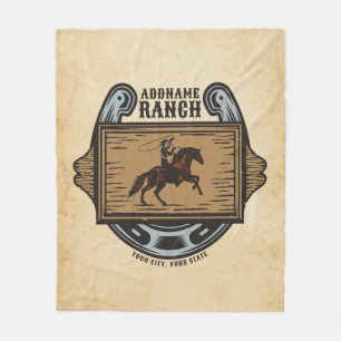 Roping Cowboy ADD NAAM Westerne Familie Paard Ranc Fleece Deken
