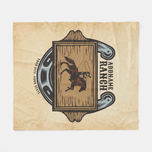 Roping Cowboy ADD NAAM Westerne Familie Paard Ranc Fleece Deken (Voorkant (Horizontaal))
