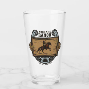 Roping Cowboy ADD NAAM Westerne Familie Paard Ranc Glas
