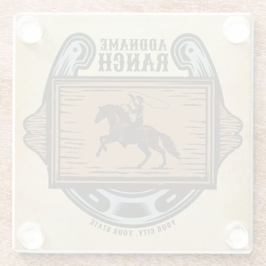 Roping Cowboy ADD NAAM Westerne Familie Paard Ranc Glazen Onderzetter (Achterkant)