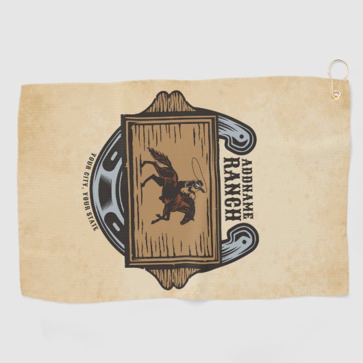 Roping Cowboy ADD NAAM Westerne Familie Paard Ranc Golfhanddoek (Horizontaal)