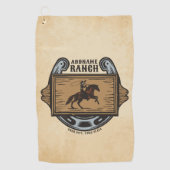 Roping Cowboy ADD NAAM Westerne Familie Paard Ranc Golfhanddoek (Voorkant)