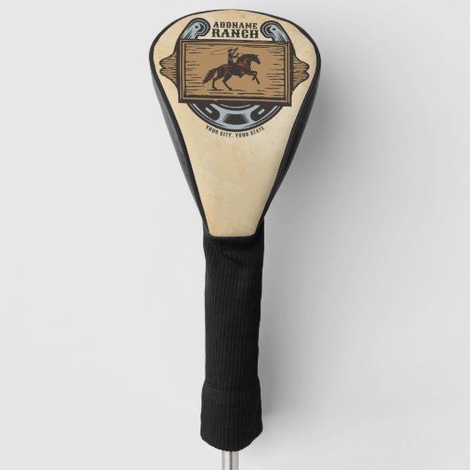 Roping Cowboy ADD NAAM Westerne Familie Paard Ranc Golfheadcover (Voorkant)