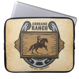 Roping Cowboy ADD NAAM Westerne Familie Paard Ranc Laptop Sleeve