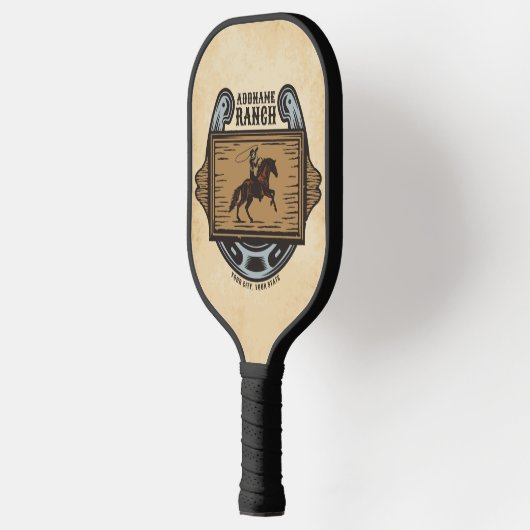Roping Cowboy ADD NAAM Westerne Familie Paard Ranc Pickleball Paddle (Links)