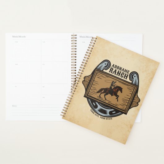 Roping Cowboy ADD NAAM Westerne Familie Paard Ranc Planner
