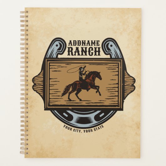 Roping Cowboy ADD NAAM Westerne Familie Paard Ranc Planner (Voorkant)