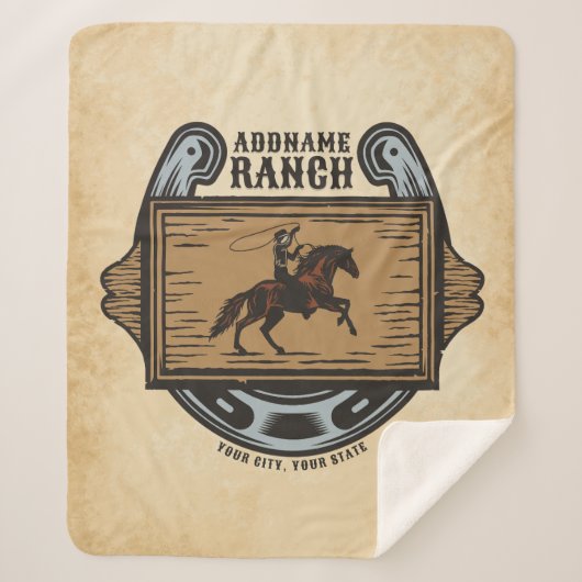 Roping Cowboy ADD NAAM Westerne Familie Paard Ranc Sherpa Deken (Voorkant)