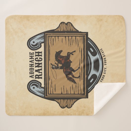 Roping Cowboy ADD NAAM Westerne Familie Paard Ranc Sherpa Deken (Voorkant (horizontaal))