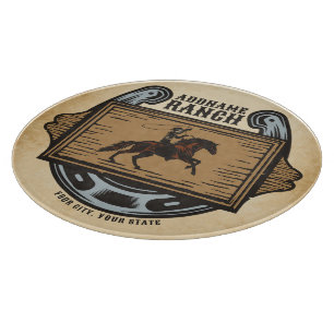Roping Cowboy ADD NAAM Westerne Familie Paard Ranc Snijplank