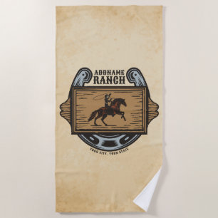 Roping Cowboy ADD NAAM Westerne Familie Paard Ranc Strandlaken