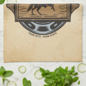 Roping Cowboy ADD NAAM Westerne Familie Paard Ranc Theedoek (Gevouwen)