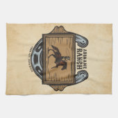 Roping Cowboy ADD NAAM Westerne Familie Paard Ranc Theedoek (Horizontaal)