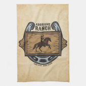 Roping Cowboy ADD NAAM Westerne Familie Paard Ranc Theedoek (Verticaal)