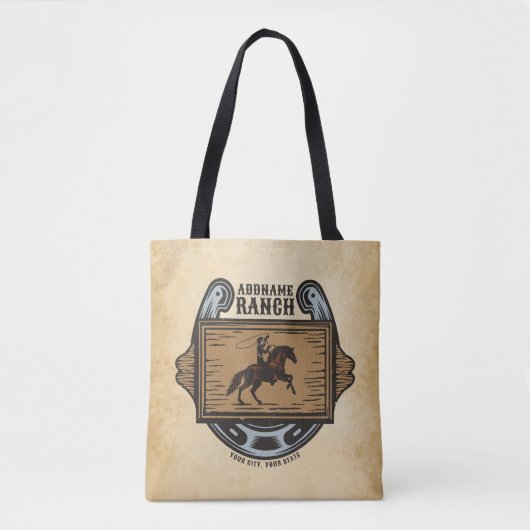 Roping Cowboy ADD NAAM Westerne Familie Paard Ranc Tote Bag (Voorkant)