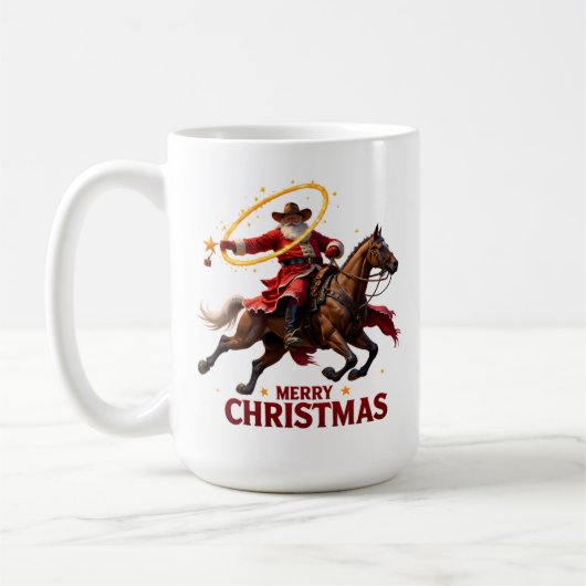 Roping Cowboy Christmas Rider Koffiemok (Links)