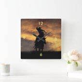 Roping Cowboy en Steer Clock Vierkante Klok (Huis)