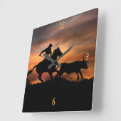 Roping Cowboy Horse and Steer Country Western Vierkante Klok (Hoek)