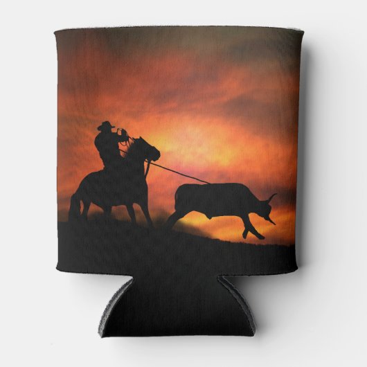 Roping Cowboy Horse en Steer Blikjeskoeler (Voorkant)