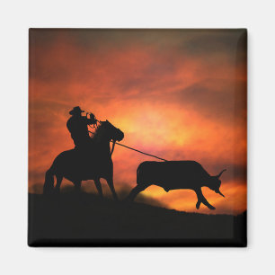 Roping Cowboy Rodeo Magneet