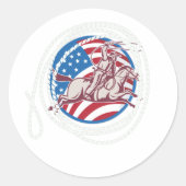 Roping Cowboy Ronde Sticker (Voorkant)