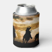 Roping Cowboys and Steer Country Western Blikjeskoeler (Blikje Voorkant)