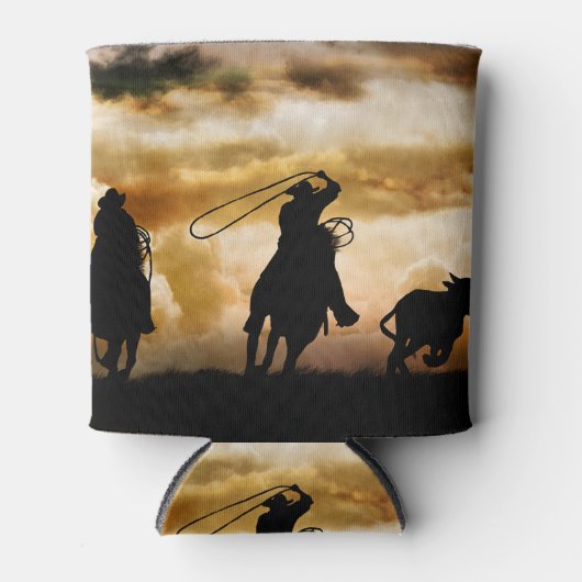 Roping Cowboys and Steer Country Western Blikjeskoeler (Voorkant)