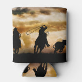 Roping Cowboys and Steer Country Western Blikjeskoeler (Achterkant)