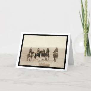 Roping een Grijze Wolf in Wyoming 1887 Kaart