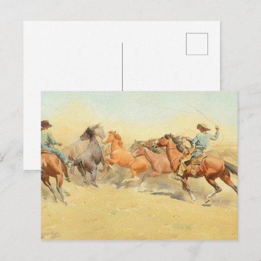 Roping Horses, 1945, gemaakt door Maynard Dixon Briefkaart (Voorkant / Achterkant)