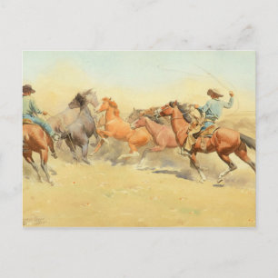 Roping Horses, 1945, gemaakt door Maynard Dixon Briefkaart