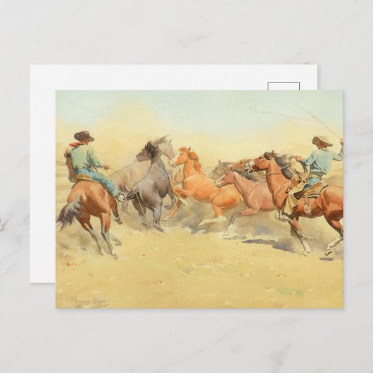 Roping Horses van Maynard Dixon Briefkaart (Voorkant / Achterkant)