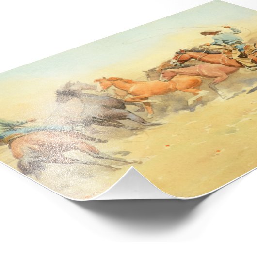 Roping Horses van Maynard Dixon Foto Afdruk (Hoek)
