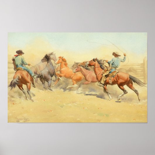 Roping Horses van Maynard Dixon Poster (Voorkant)