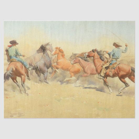 Roping Horses van Maynard Dixon Tissuepapier (Voorkant)