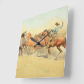 Roping Horses van Maynard Dixon Vierkante Klok (Hoek)