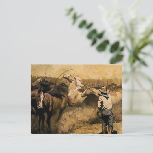 "Roping Palomino" Westerne kunst van Maynard Dixon Briefkaart (Staand voorkant)
