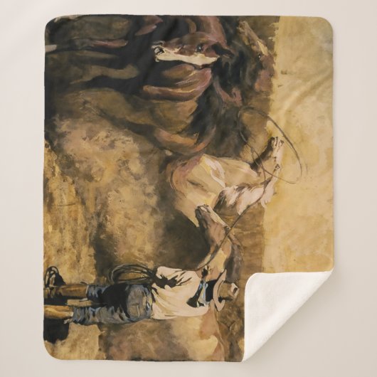 "Roping Palomino" Westerne kunst van Maynard Dixon Sherpa Deken (Voorkant)