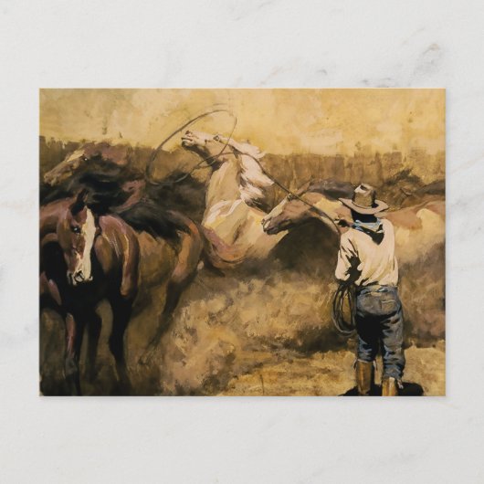 “Roping Palomino” Westerse kunst van Maynard Dixon Briefkaart (Voorkant)