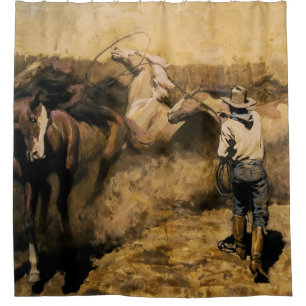 “Roping Palomino” Westerse kunst van Maynard Dixon Douchegordijn