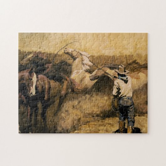 “Roping Palomino” Westerse kunst van Maynard Dixon Legpuzzel (Horizontaal)
