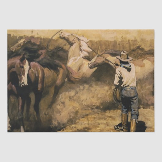 “Roping Palomino” Westerse kunst van Maynard Dixon Tissuepapier (Voorkant)