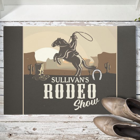 Roping Roundup Cowboy Rodeo Show Personaliseert Deurmat