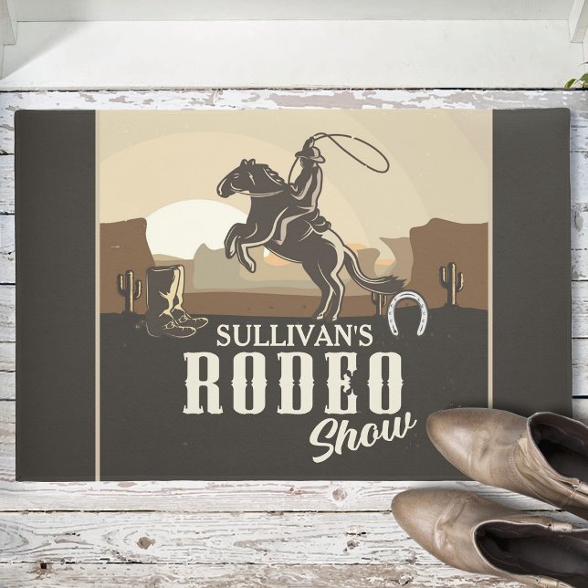 Roping Roundup Cowboy Rodeo Show Personaliseert Deurmat (Creator heeft geüpload)