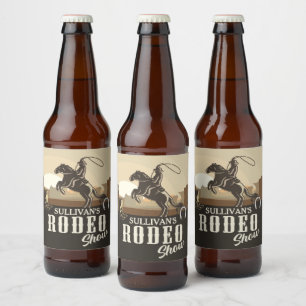 Roping Roundup Western Rodeo Show op persoonlijke  Bier Etiket