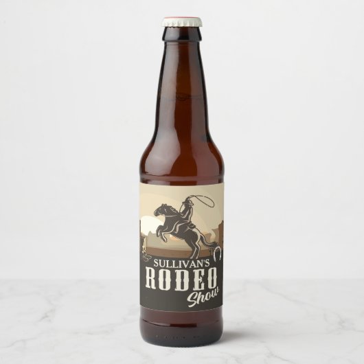 Roping Roundup Western Rodeo Show op persoonlijke Bier Etiket (Voorkant)