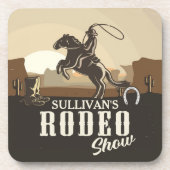 Roping Roundup Western Rodeo Show op persoonlijke Bier Onderzetter (Voorkant)