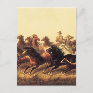Roping Wild Horses door James Walker Briefkaart