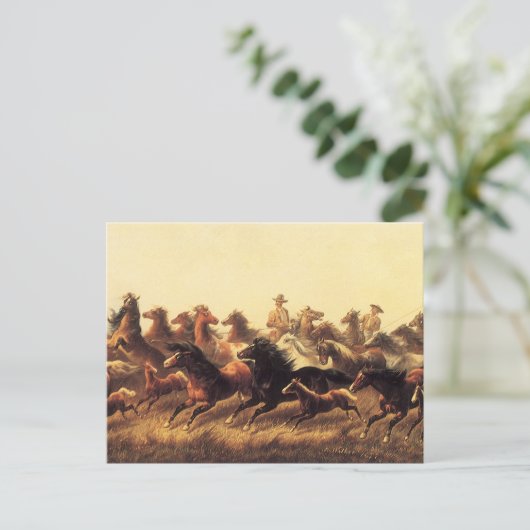 Roping Wild Horses door James Walker Briefkaart (Staand voorkant)