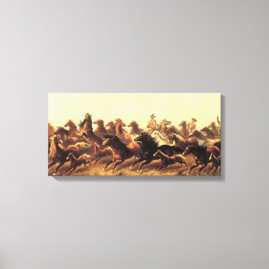 Roping Wild Horses door James Walker Canvas Afdruk (Voorkant)